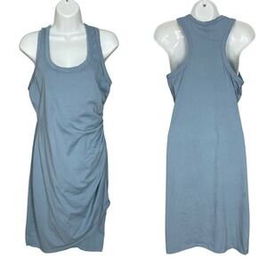 Bobi Los Angeles Tank Dress Women Size Large Blue FLAWS Ruched Waist Racerback
